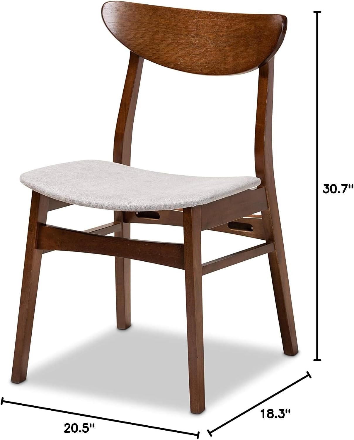 Baxton Studio Parlin Mid-Century Modern Transitional Light Beige Fabric Upholstered and Walnut Brown Finished Wood 4-Piece Dining Chair Set
