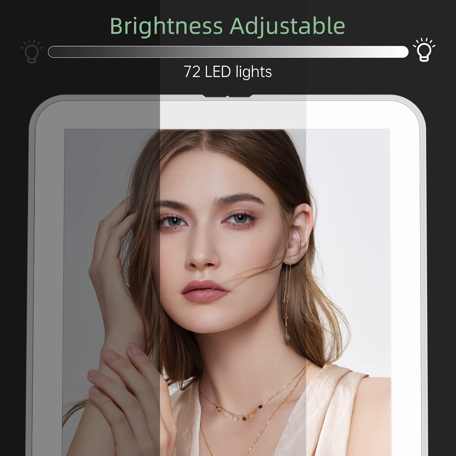 FUNTOUCH Rechargeable Travel Makeup Mirror with 72 Led Lights