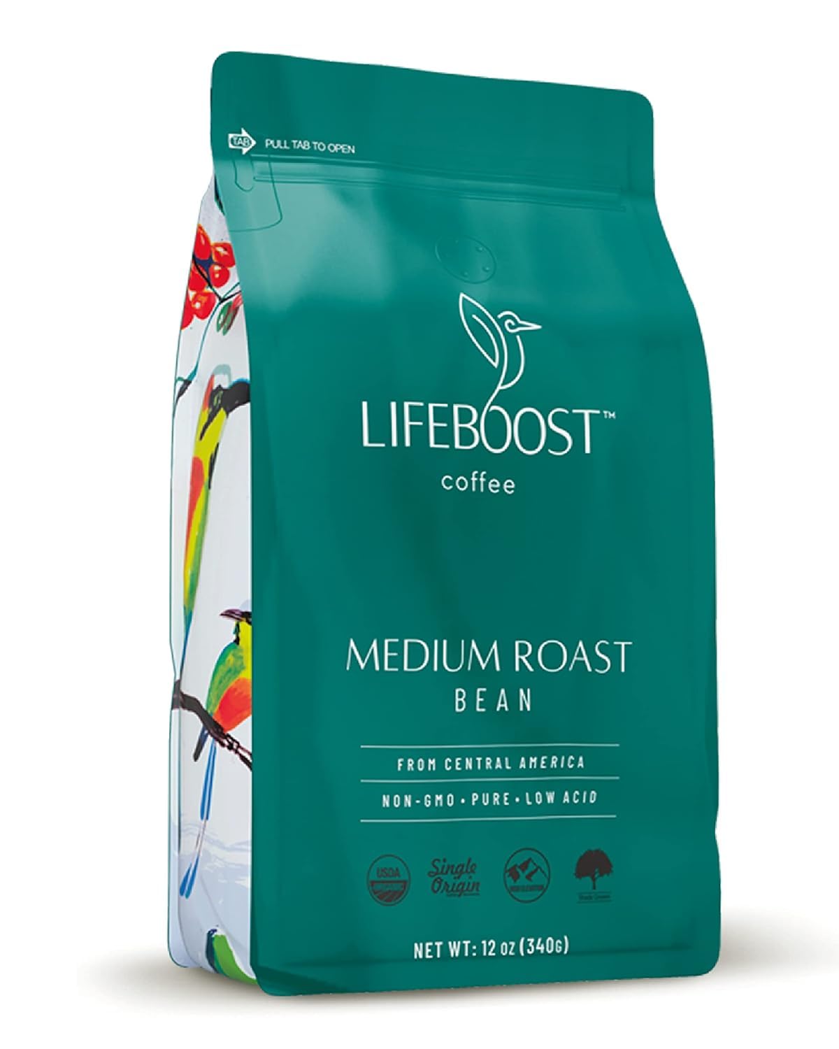 Lifeboost Organic Coffee Beans Medium Roast - Low Acid Single Origin Non-GMO Organic Whole Bean Coffee - Third Party Tested For Mycotoxins &