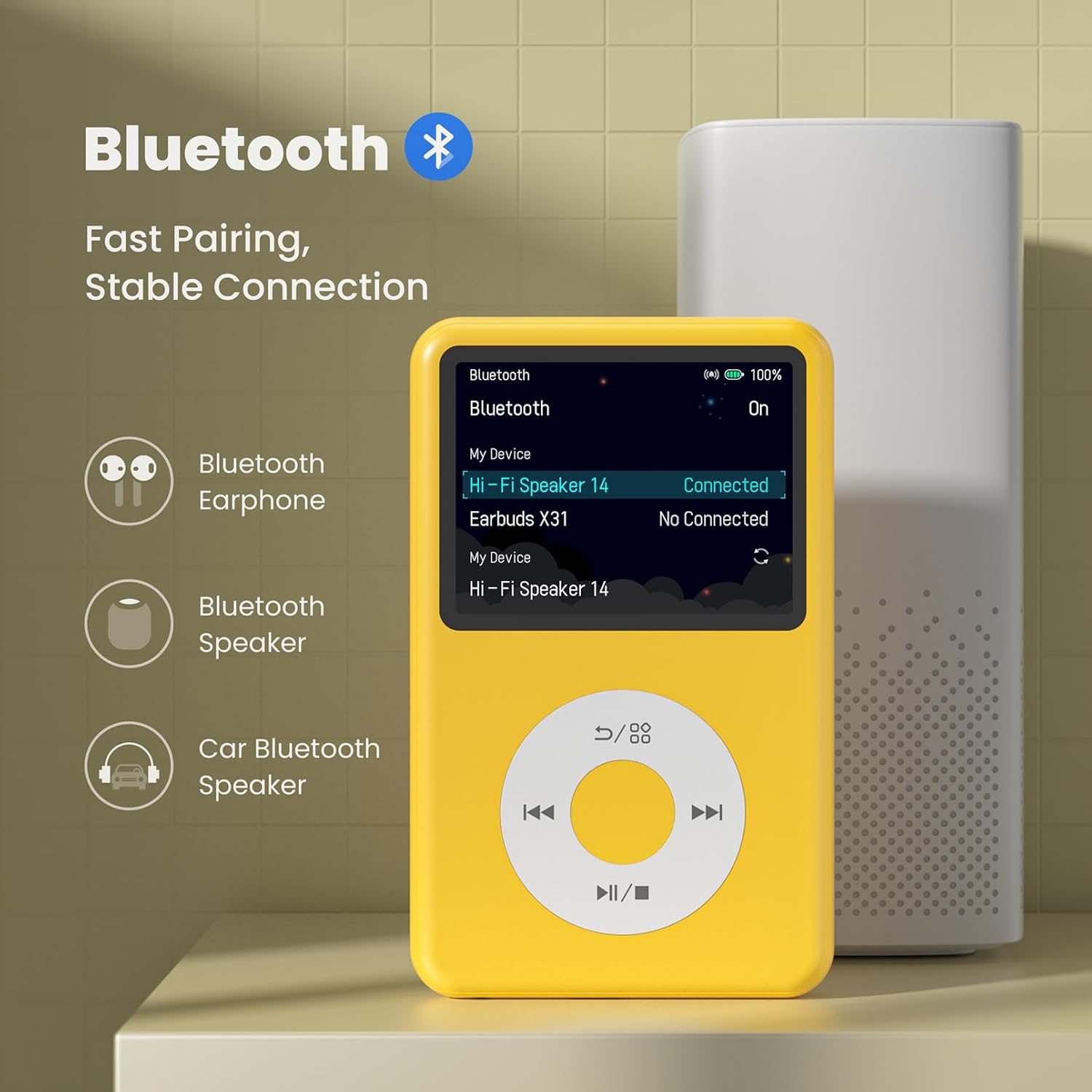 MP3 Player with Bluetooth 128GB Portable Music Digital Players Supports Playlist Audiobook Video Nice Gadget for Kids Black