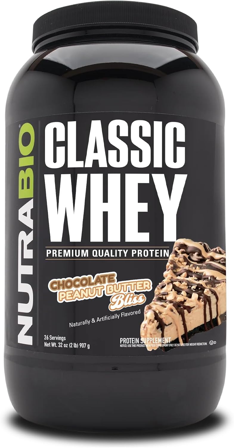 NutraBio Classic Whey Protein Powder- 25G of Protein Per Scoop - No Fillers, Artificial Colors, Preservatives - Chocolate Milkshake, 2 Pounds