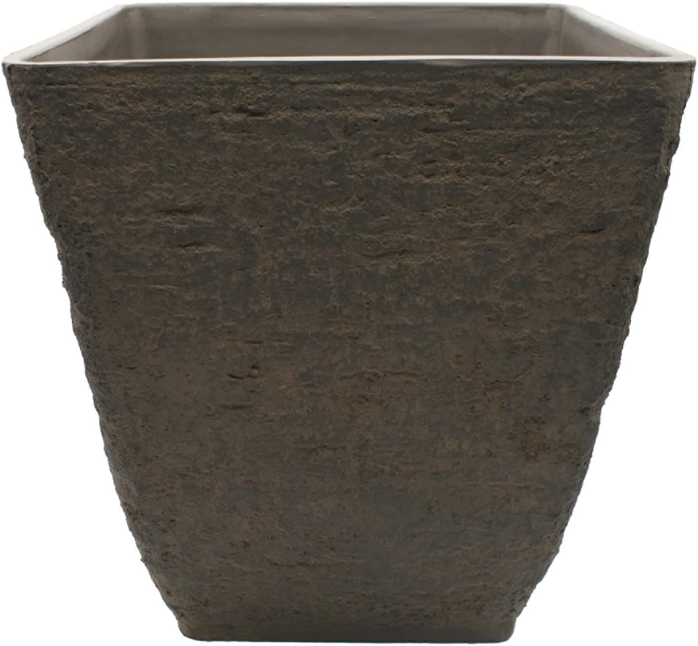 The HC Companies Tahoe Tall Square Planter - Weather-Resistant Indoor & Outdoor Plant Pot - Premium Decorative Planter Made from Crushed Stone Resin (23”H, White Birch, Pack of 1)