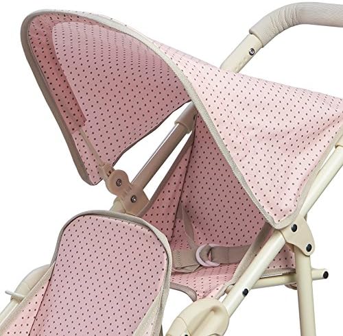 Olivia's Little World Doll Jogging-Style Stroller with Canopy, Storage Underneath, Pink and Cream and Gray | Canopy, Storage Underneath