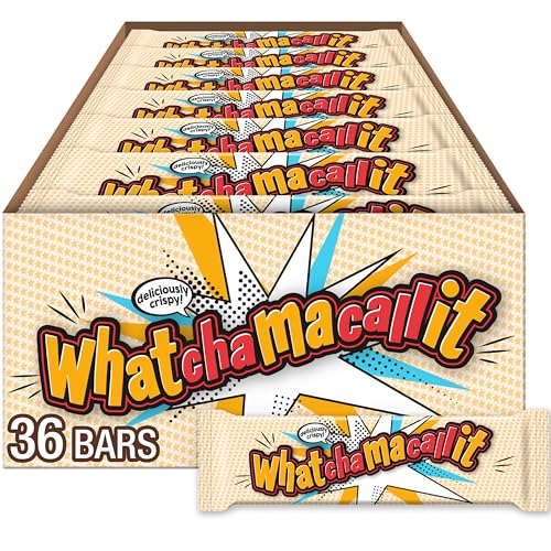 WHATCHAMACALLIT Chocolate Caramel Peanut Crisps Candy Bars, 1.6 oz, 36 Ct | Chocolate, caramel and peanut flavored crisps in bulk bars for candy bowls