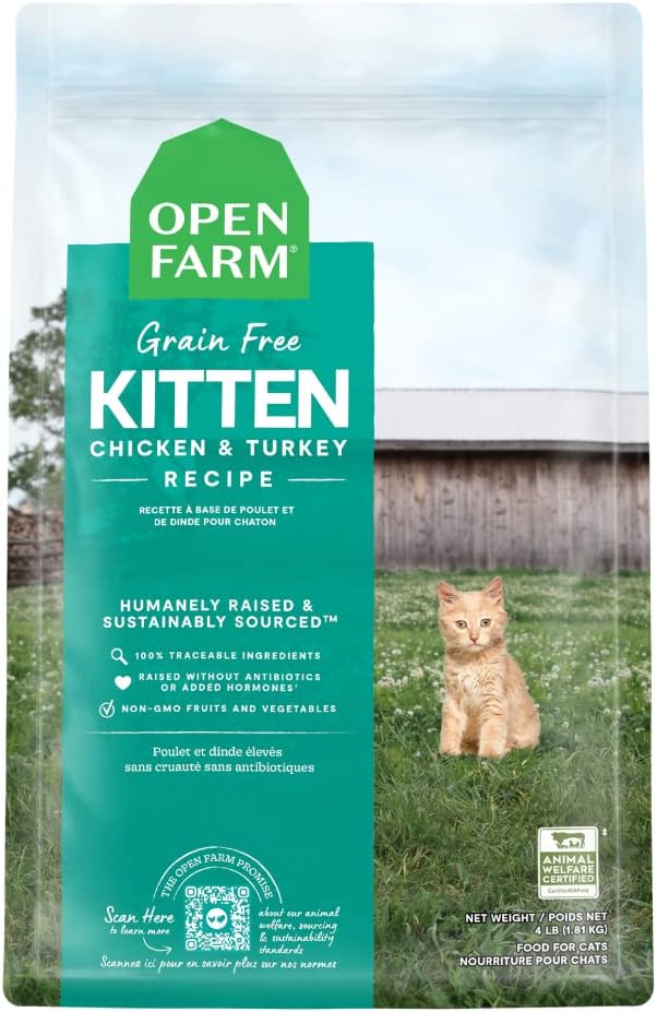 Open Farm, Grain Free Dry Cat Food, High-Protein Kibble for a Complete & Balanced Diet, Non-GMO Fruits & Vegetables, Prebiotic Fibers to Support Digestion, Catch-of-The Season Whitefish, 4lb Bag | All Life Stages, High Protein, Prebiotic Fibers, 100% Tra…