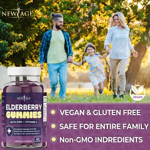NEW AGE (2-Pack) Premium Elderberry Gummies for Adults Kids with Vitamin C, Zinc