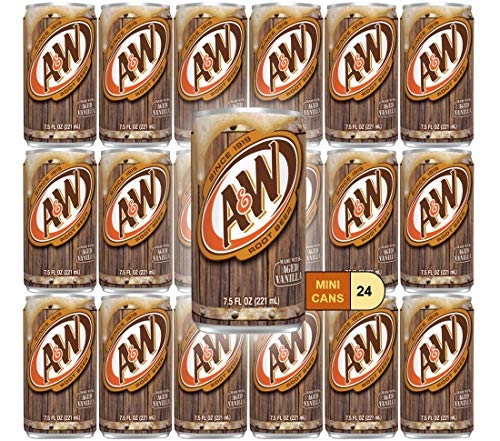 Root Beer Mini Soda Cans, 7.5 oz Soft Drinks Bulk Snacks Pack, Small Refrigerator & Snack Pantry Drink 24 Count Beverage Bedroom & Kitchen Supplies