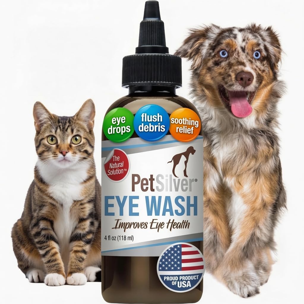 PetSilver Eye Drops for Dogs and Cats, Dog Eye Wash, Silver, 4 fl oz