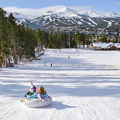 GoFloats Winter Snow Tubes - Choose from Unicorn, Disney's Frozen, Ice Dragon, Polar Bear, Penguin, Flamingo - Inflatable Sled for Kids and Adults