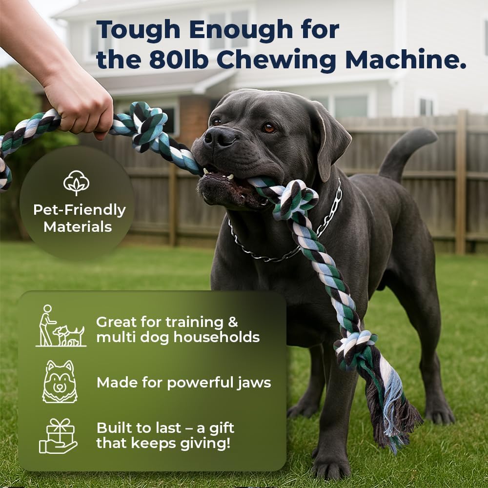 Pacific Pups Products Giant Dog Rope Toy, 42 Inch Tug of War Rope, Green