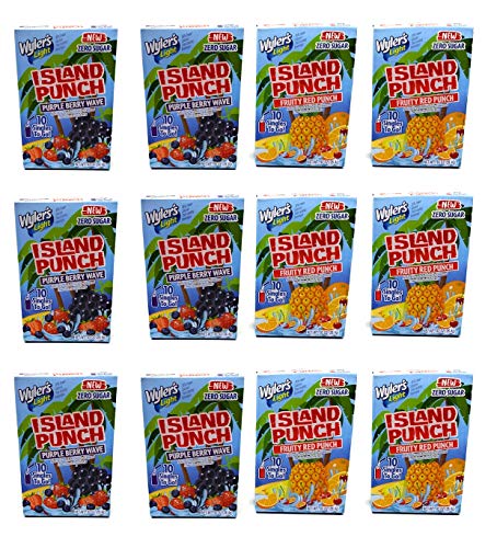 Wylers Light Island Punch Singles to Go - Bulk Variety Pack - Sugar Free - Gluten Free - No Caffeine - 120 Flavor Packets Total - 2 Flavors - Fruity