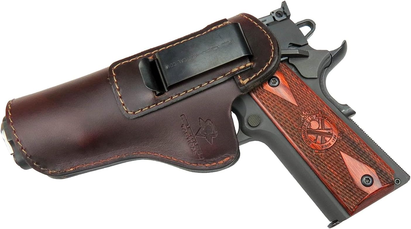 The Defender Leather IWB Holster for 1911 Style Handguns – Standard or Sweat Shield Versions – Made in USA – Fits Kimber, Colt, S&W, Sig Sauer, Ruger, Remington