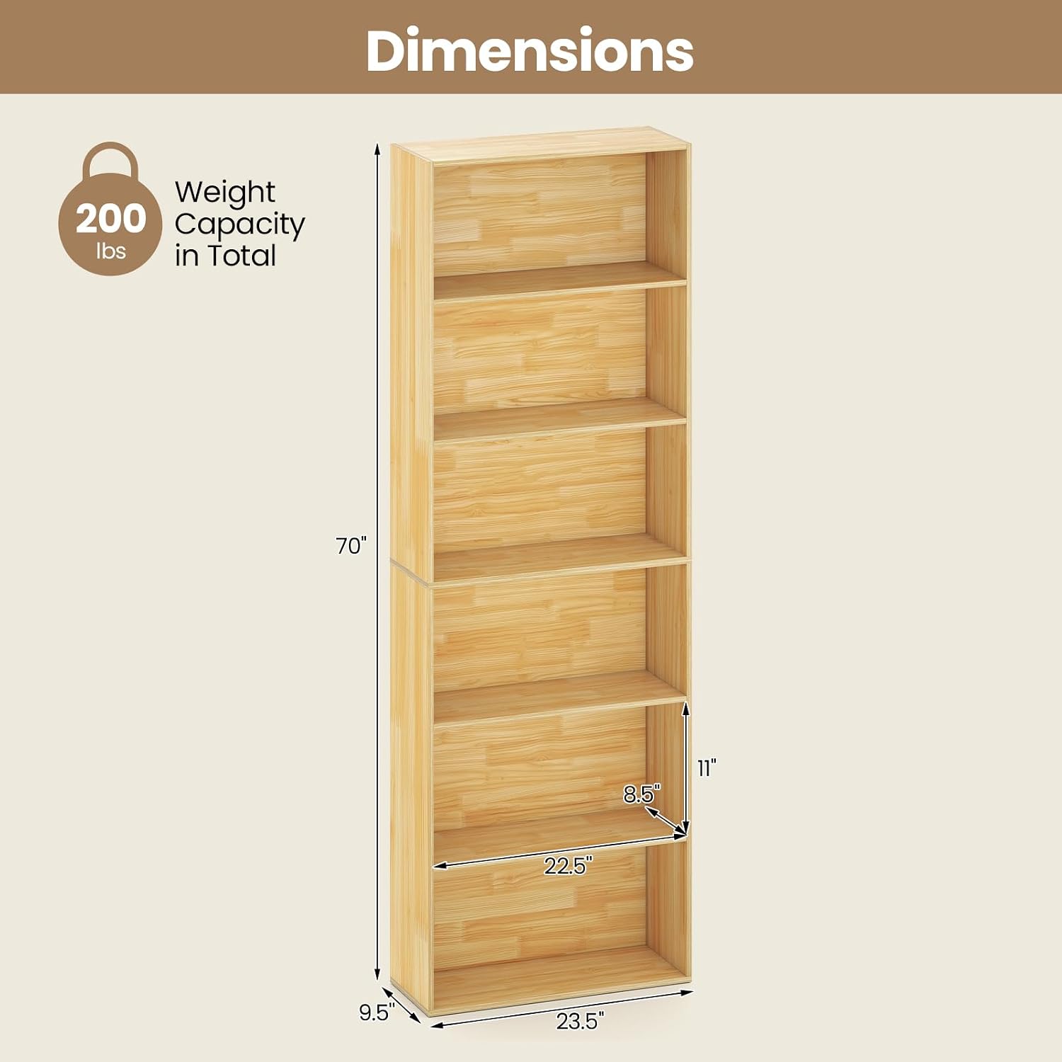 Giantex 8-Cube Bookcase, 3-Tier Cubby Bookshelf, Horizontal Vertical Display Rack with Anti-Tipping Kits, Modern Storage Organizer Shelf Unit for Bedroom, Living Room, Study (Natural, 8-Cube)
