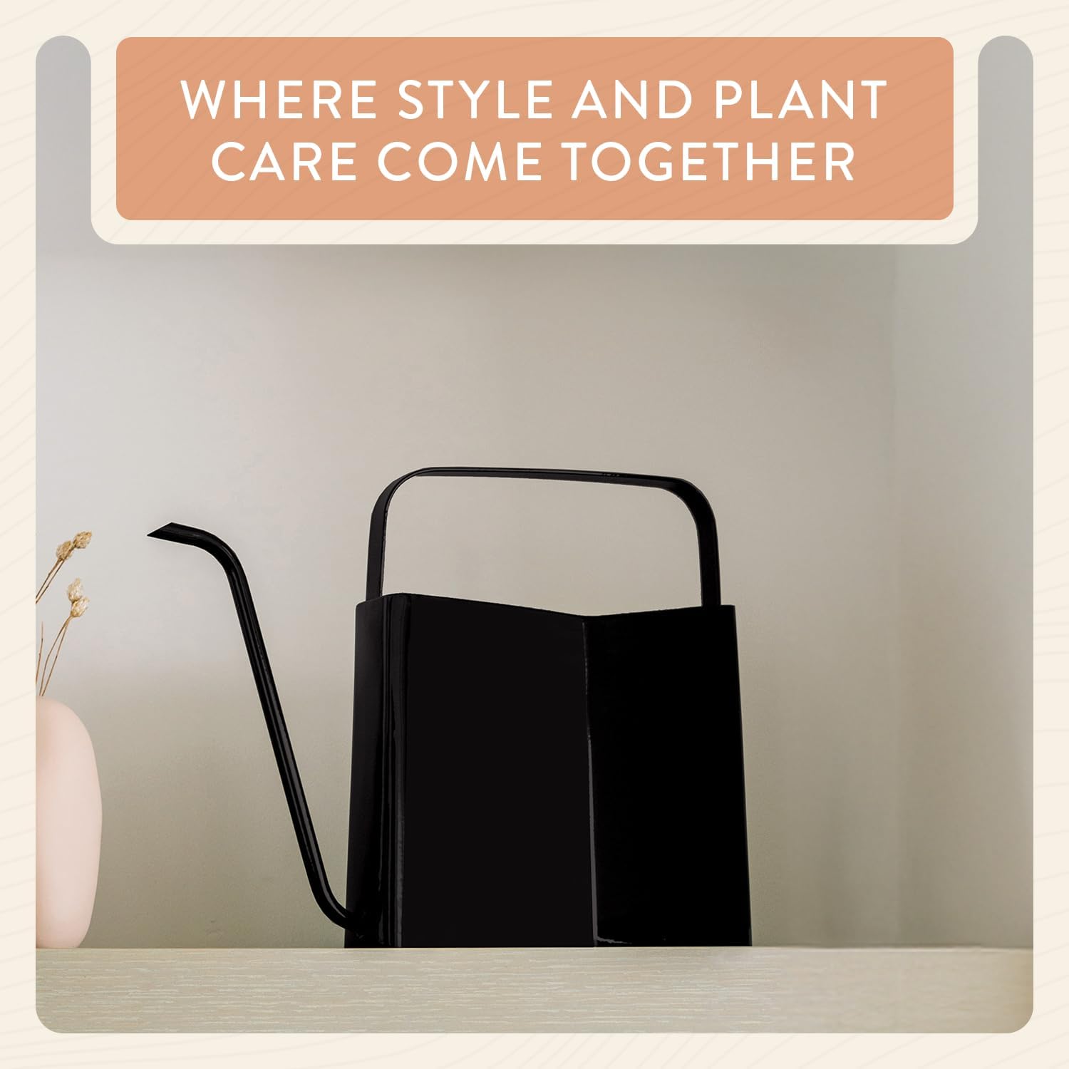 Modern Sprout Brass Watering Can - 3L Stainless Steel - Long Spout (Black)