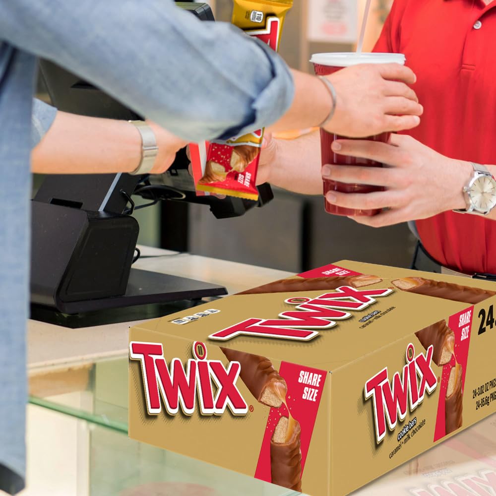 TWIX Full Size Milk Chocolate Caramel Cookie Candy Bars, Bulk, 36 ct | Crunchy cookie and chewy caramel in full size bars individually wrapped, for party favors, sharing, movie nights, gift box