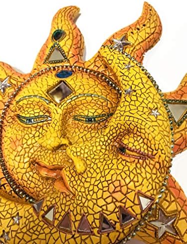 George S. Chen Imports Polyresin Orange Mosaic Face Sun with Yellow Mosaic Moon, 13", Multicolor (SS-G-63046)