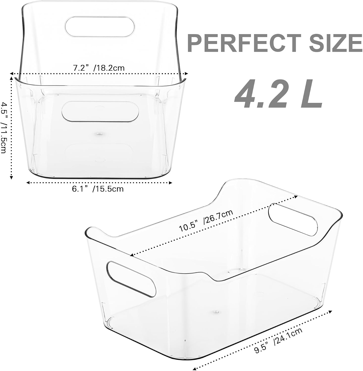 Tiawudi 12 Pack Plastic Storage Bins, Multi-Use Organizer Bins, Pantry Organizer, Clear Storage Containers for Home, Kitchen, Office, Cabinet