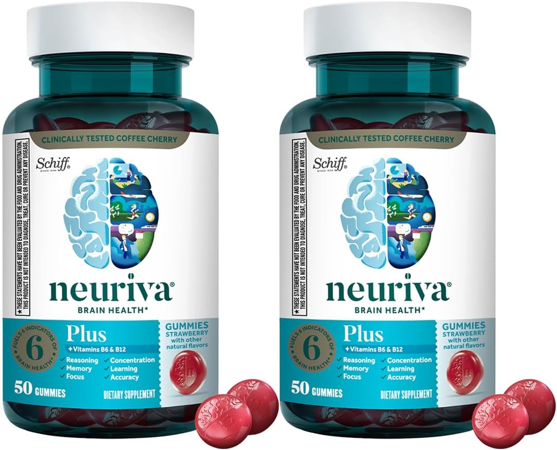 NEURIVA Plus Brain Supplements for Memory and Focus, Clinically Tested Nootropics Neurofactor and Phosphatidylserine with Vitamin B12, Vitamin B6
