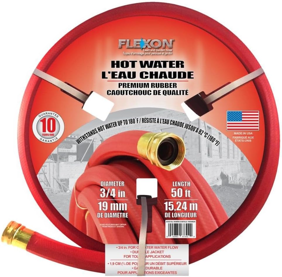 Flexon FAR3450 3/4-Inch x 50-Foot Heavy Duty Premium Farm & Ranch Rubber Garden Hose