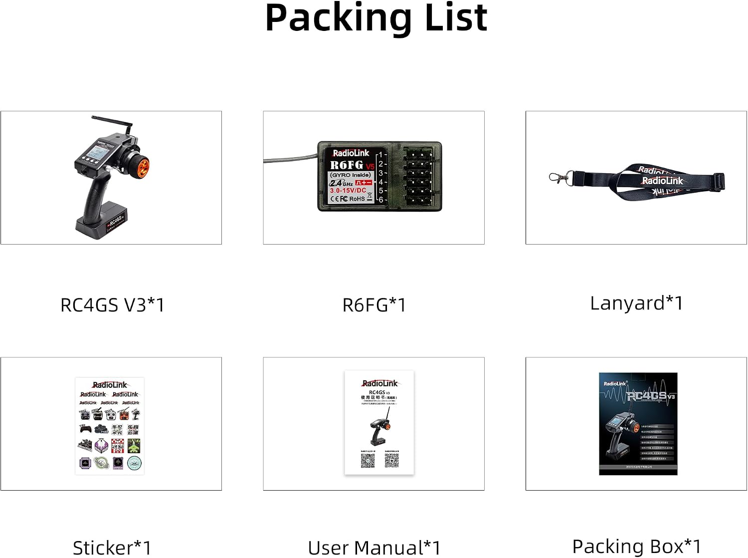 Radiolink RC4GS V3 5CH 2.4G RC Transmitter R6FG Gyro Receiver for Crawler | 2.4GHz Surface Radio Remote Controller Combo