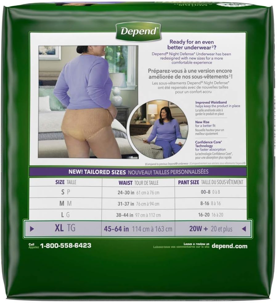 Medium Overnight Depends Women - Night Defense Incontinence Underwear, Purple