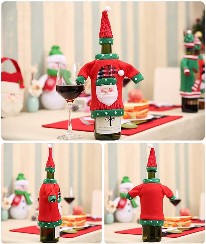 Ugly Christmas Sweater Wine Bottle Cover Set
