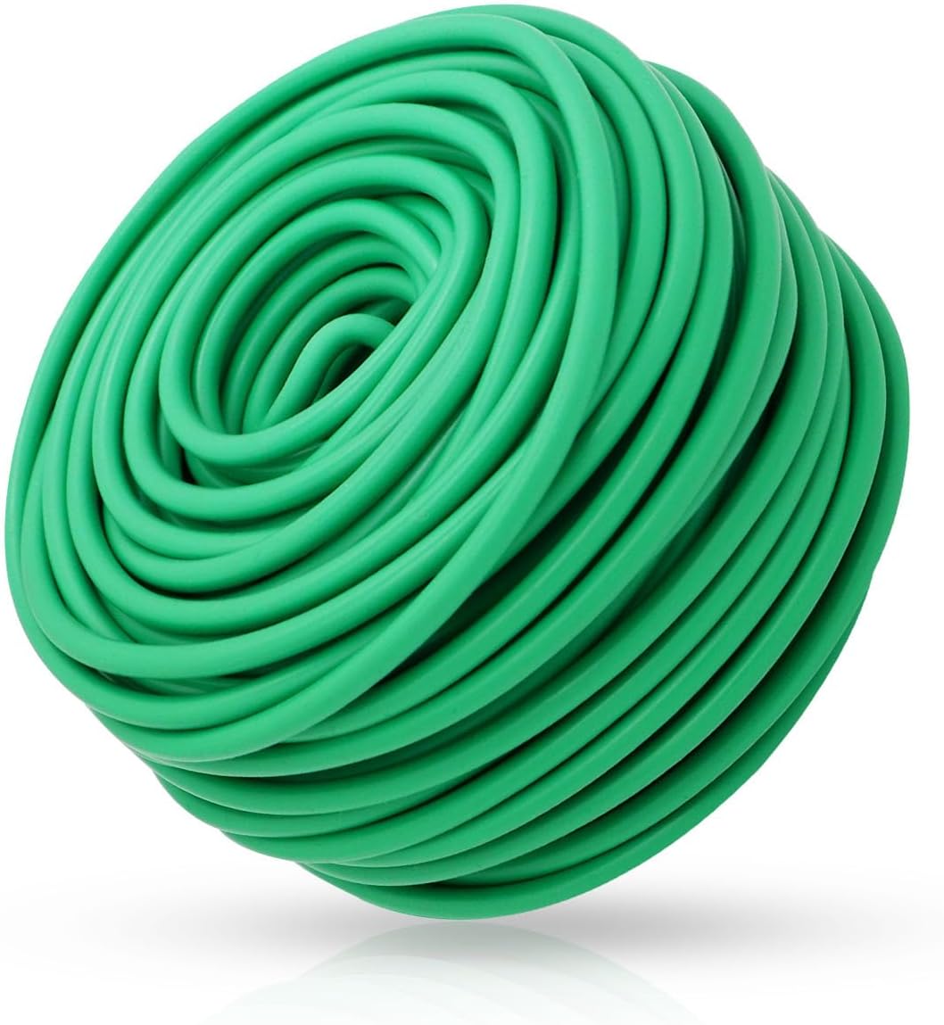 Soft Plant Ties, Garden Ties TPR Flexible Durable Heavy Duty Twist Wire for Twine Tomato Branches Vines and Tying Up Cable Wires (Green) (50ft, 0.2in)