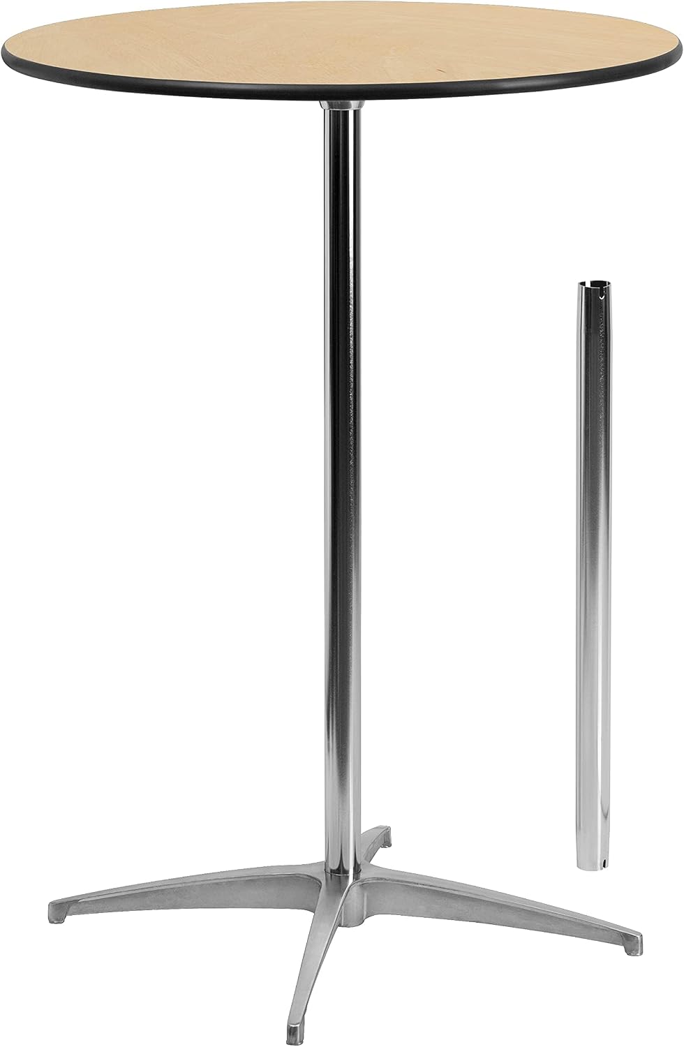 Flash Furniture Lars 24" Round Wood Cocktail Table with 30" and 42" Adjustable Columns, Adjustable Bar Height, for Events or Home Use