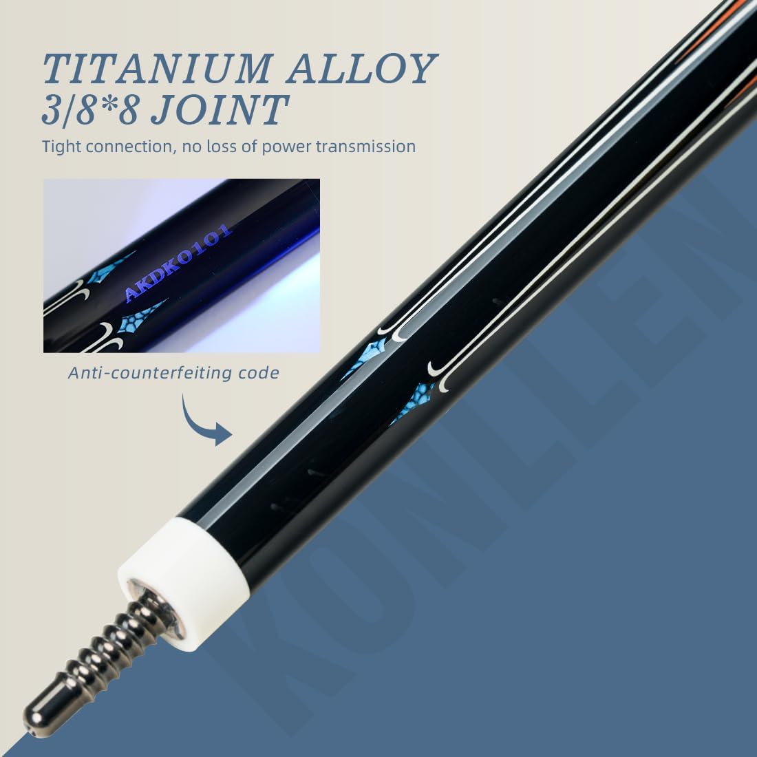 KONLLEN Carbon Fiber Pool Cue Stick 58-inch Professional Pool Sticks for Adults Full Carbon Technology Low Deflection Pool Cue Billiard Cues with 12.5mm Tip (Easy to Control, Pro Taper, Ultra-Smooth)