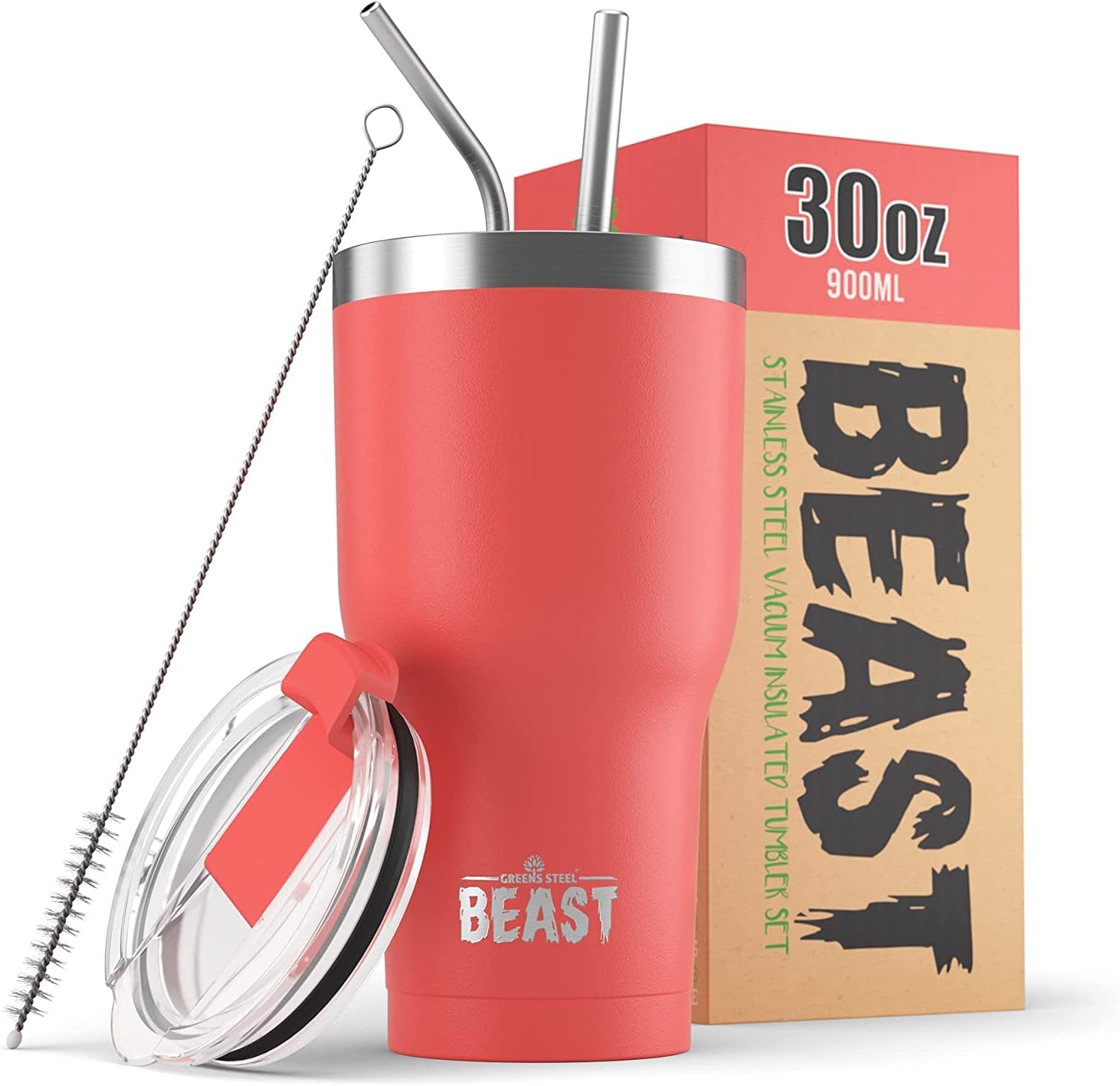 Beast 30 oz Tumbler Stainless Steel Vacuum Insulated Coffee Ice Cup Double Wall Travel Flask (Cupcake Pink)