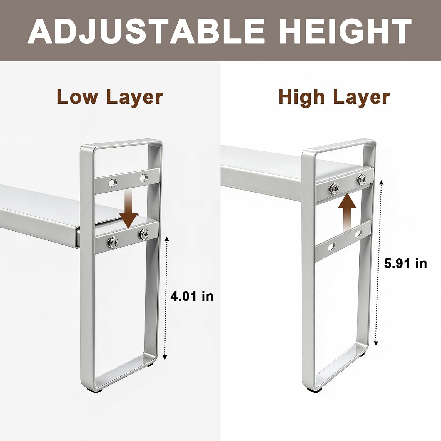 Medicine Cabinet Shelves, 3.58" Wide Metal Cabinet Shelf Organizer with Adjustable Tiers and Non-Slip Pads for Kitchen