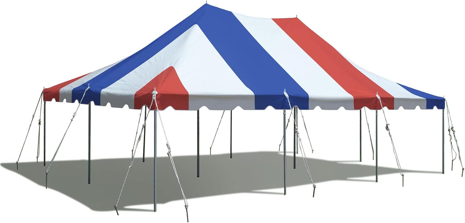 20’ x 20’ Weekender Canopy Pole Tent, Indoor and Outdoor Heavy Duty Easy Up, 80 Person Capacity Tent for Parties, Weddings, and Events, Commercial and Residential Use, PVC White Top | Easy Up Weekender Canopy Tent With 80 Person Capacity - Outdoor Canopi…