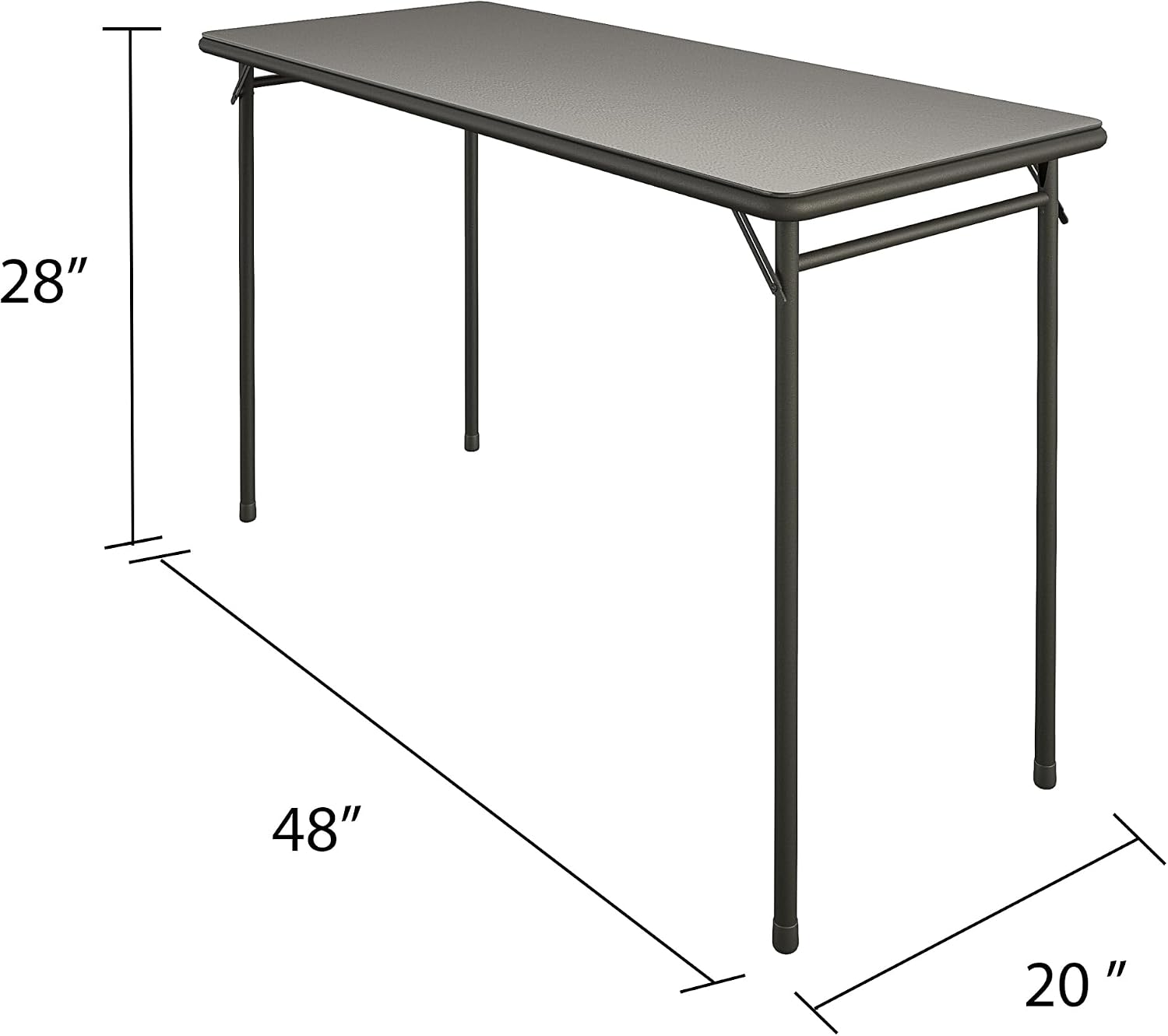COSCO 20" x 48" Vinyl Top Folding Table, Black