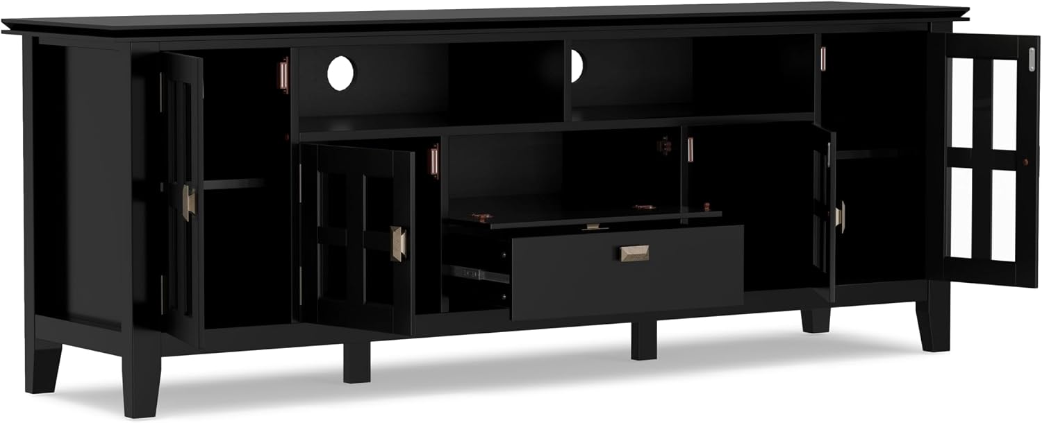 SIMPLIHOME Artisan 53" Wide Solid Wood TV Stand in Russet Brown