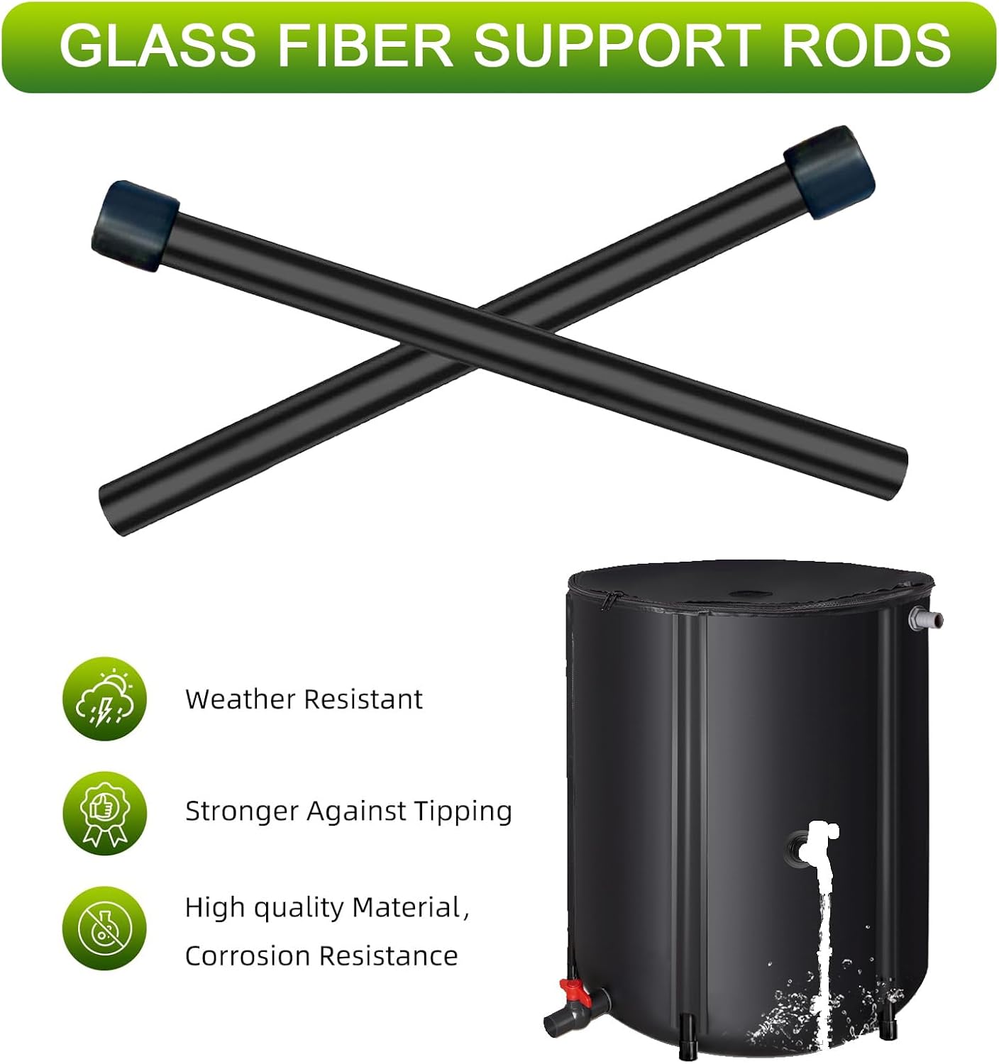 Eco-Friendly Rain Barrel – Efficient Rainwater Collection System with Spigot and Hose – Perfect for Garden Watering and Water Storage – 52