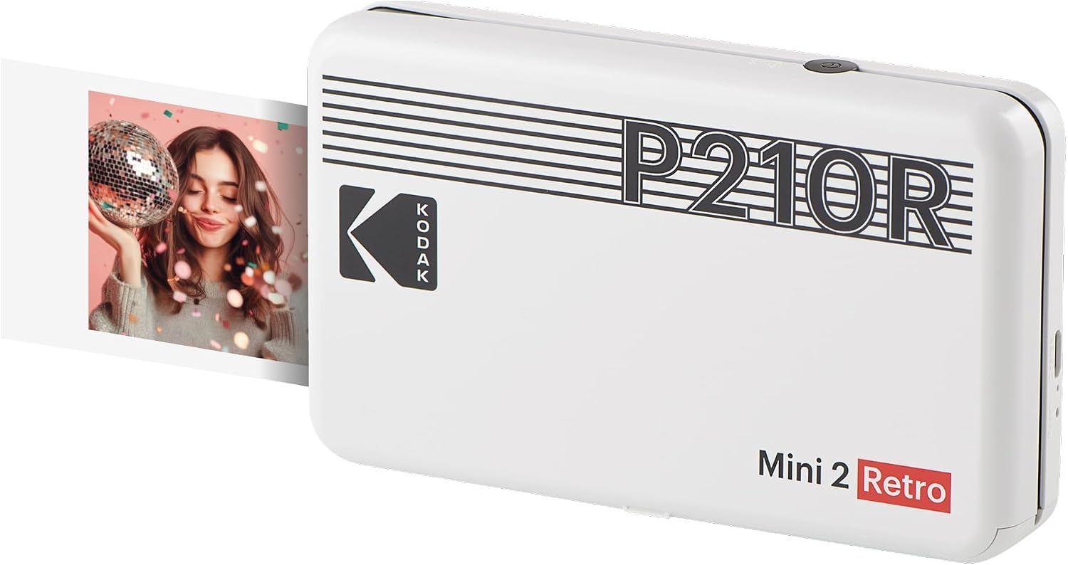 KODAK Mini 2 Retro 2x3 Portable Photo Printer, 4PASS, 38 Sheets, White