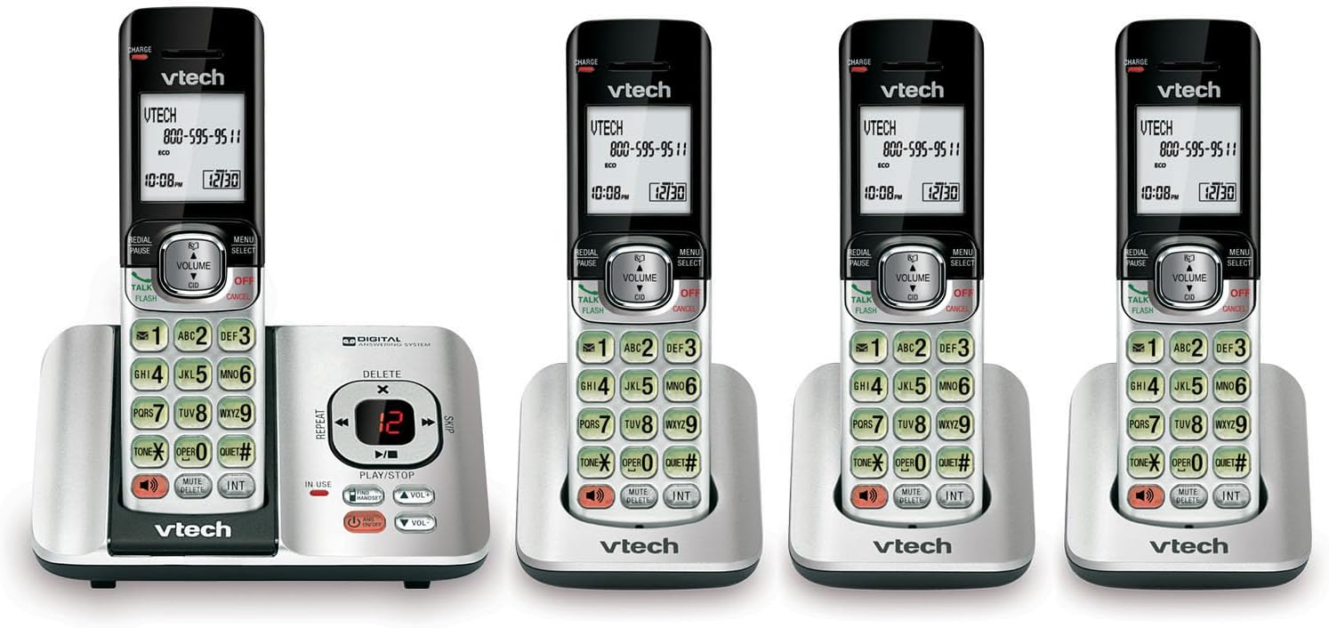 VTech CS6719-2 2-Handset Cordless Phone with Caller ID/Call Waiting, Handset Intercom & Backlit Display/Keypad, Silver