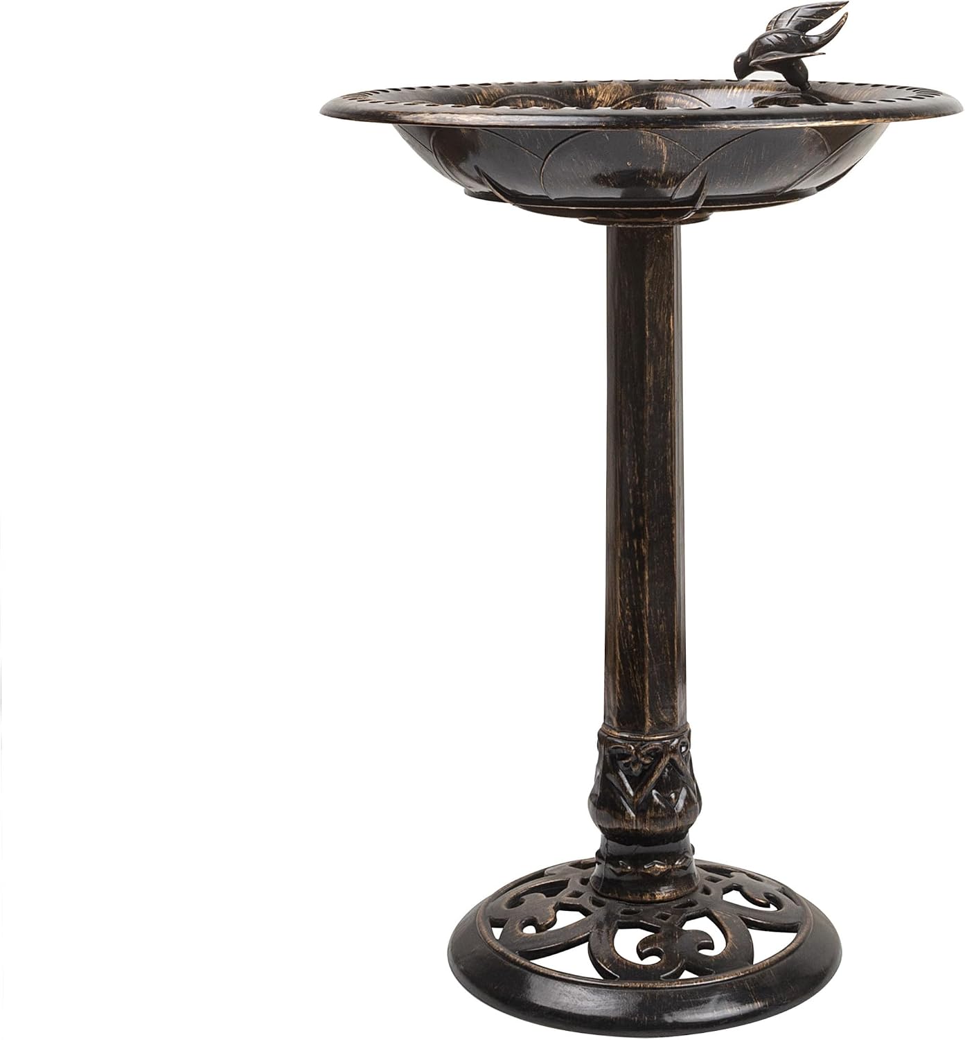Alpine Corporation 33" Tall Outdoor Lotus Birdbath Yard Statue, Stunning Garden Accent to Attract Birds - Durable Polypropylene Construction for Patio, Deck, or Yard, Green