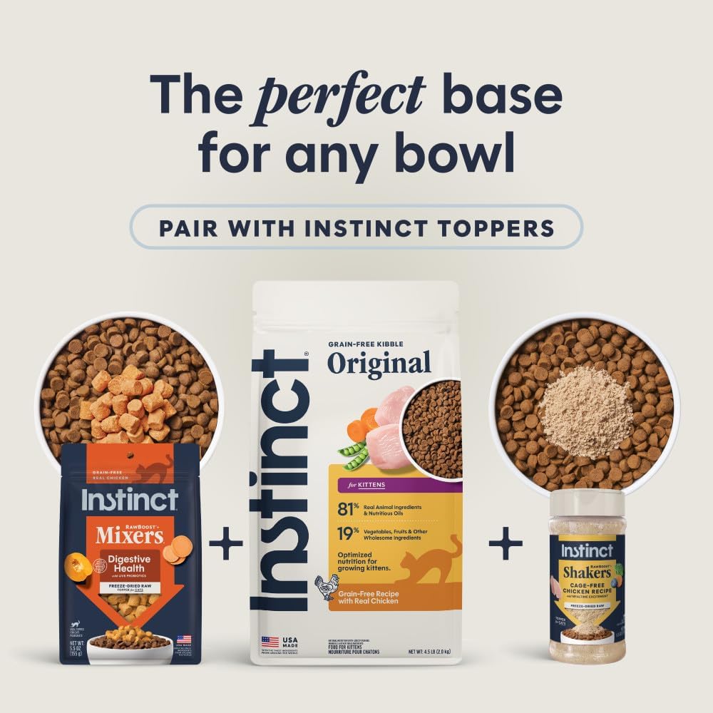 Instinct Original Dry Cat Food, Raw Coated Kibble, Real Chicken, 11 lb. Bag | Raw-coated kibble with cage-free chicken for strong muscles, digestive health, and healthy skin & coat, grain-free