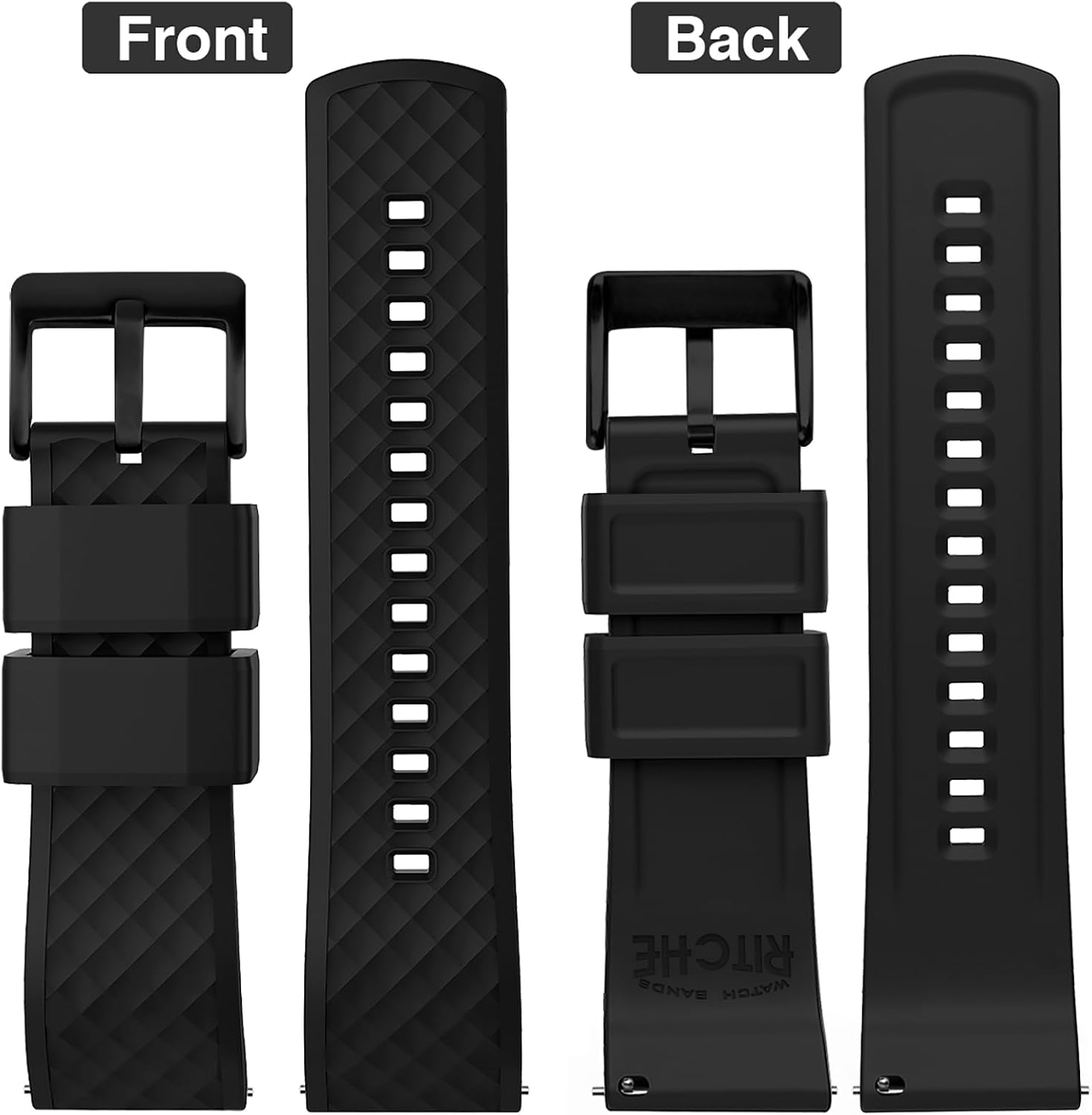 Ritche Christmas Gift Silicone Watch Bands 18mm 20mm 22mm 24mm Quick Release Rubber Watch Bands for Men, White Elephant Gifts