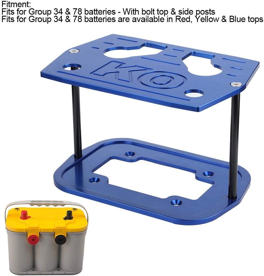 Aramox Stainless Steel Battery Tray for Group 34 & 78 Batteries - Red, Yellow & Blue Tops