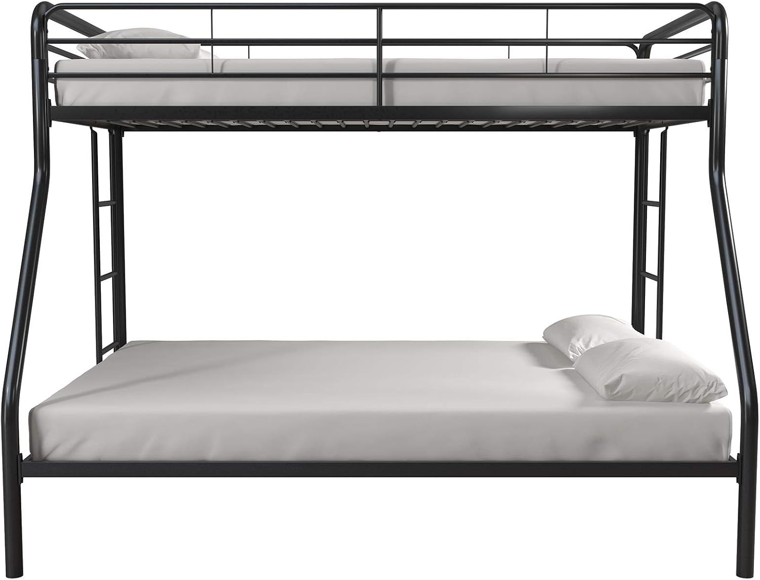 DHP Twin-Over-Futon Convertible Couch and Bed with Metal Frame, Ladder and Guardrails - Black