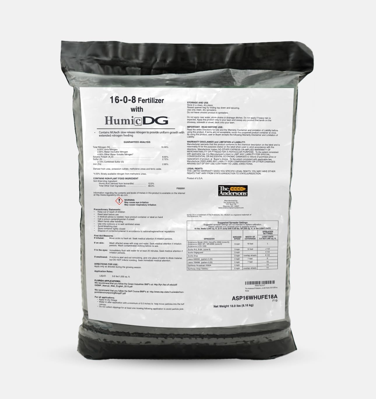 The Andersons Professional PGF 16-0-8 Fertilizer with Humic DG (18lb)