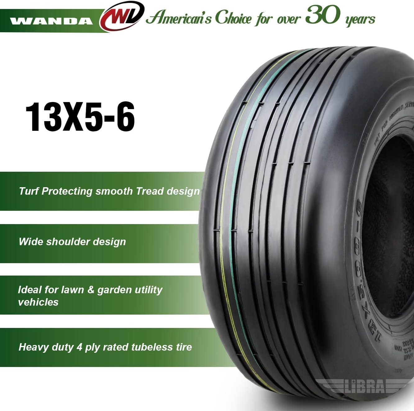WANDA Set 2 15x6-6 15x6.00-6 Lawn Mower Tractor Turf Tires15x6x6 P332-13016 | Riding Lawn Mover, Garden Tractor