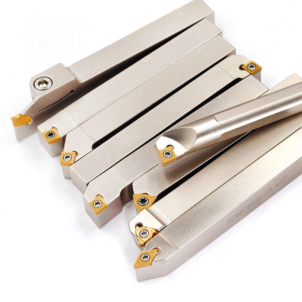OSCARBIDE 9 pcs 1/2"Shank Nickel Plated Metal Lathe Tool & Boring Bar Set