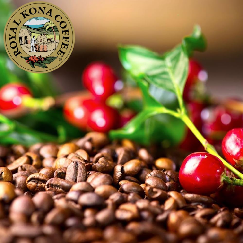 Royal Kona 10% Kona Coffee Blend Whole Bean, Classic Pacific Medium-Dark Roast, Smooth Bold Hawaiian Coffee Beans, Rich Full-Bodied Flavor, 8 oz