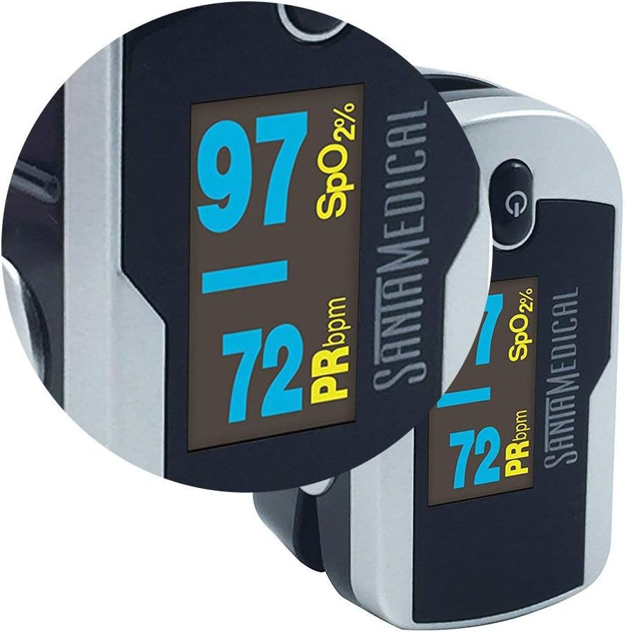 Santamedical Generation 2 Fingertip Pulse Oximeter with Lanyard | Oximetry Blood Oxygen Saturation Monitor with Batteries