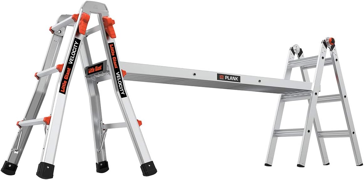 Little Giant Velocity, Aluminum Ladder, 14 ft Reach, 15413-001 | Telescoping Multi-Position Ladder with Extension, A-Frame, 90-Degree & Trestle Modes, 300 lbs. Rating