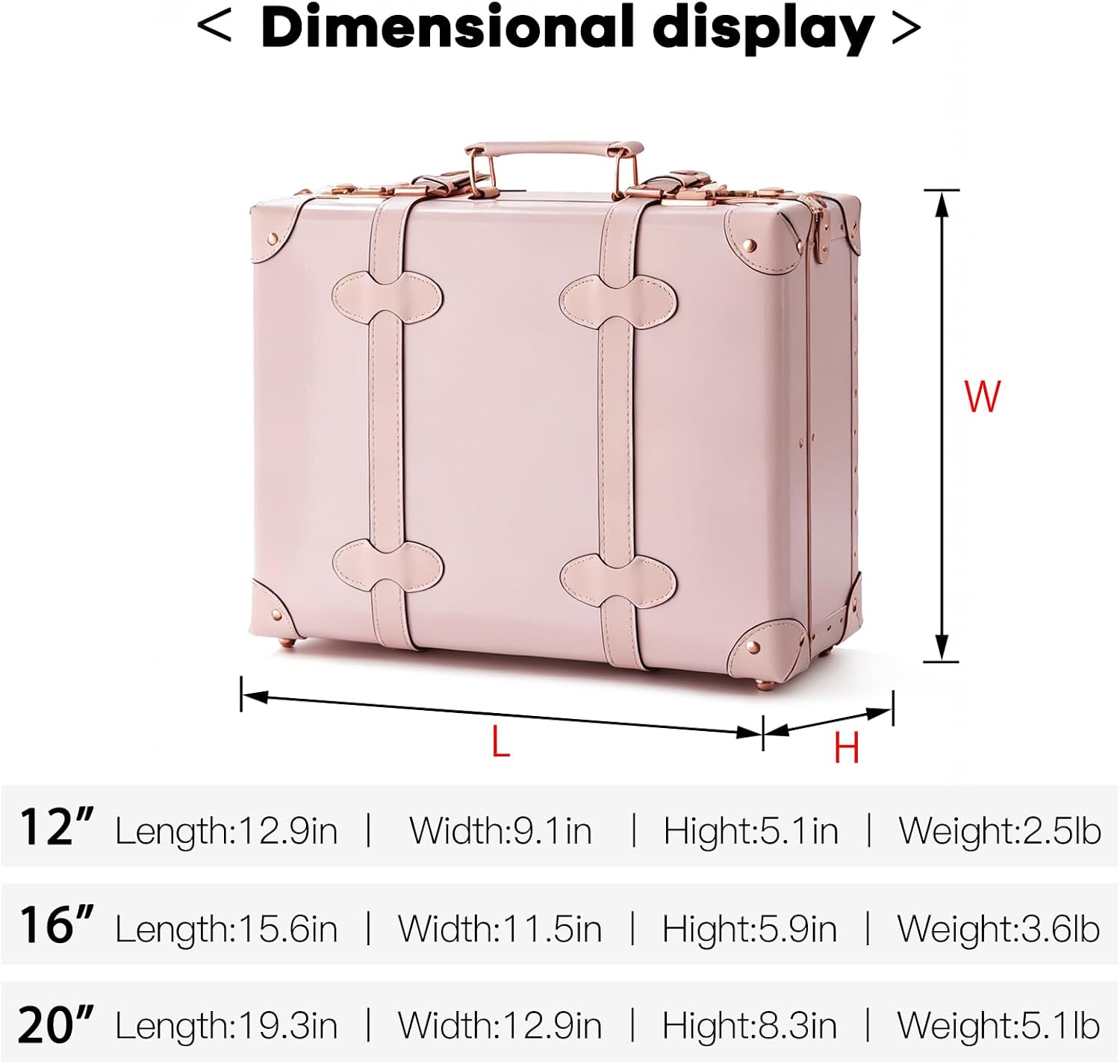 urecity Vintage and Cute Carry-on Overnight Case Non-wheeled Mini Leather Trunk Suitcase with Shoulder Strap