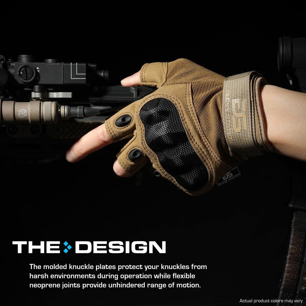 Glove Station Fingerless Knuckle Motorcycle Gloves, TACHK200